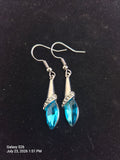 Silver tone blue faux stone drop earrings